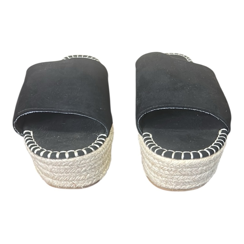 Bamboo Platform Espadrille Slide Sandals Jute-Wrapped Wedge Black Size 10 - Picture 5 of 15